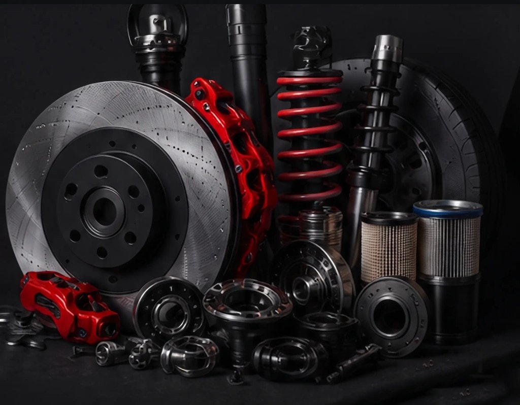 Premium automotive spare parts including brake discs, suspension and filters
