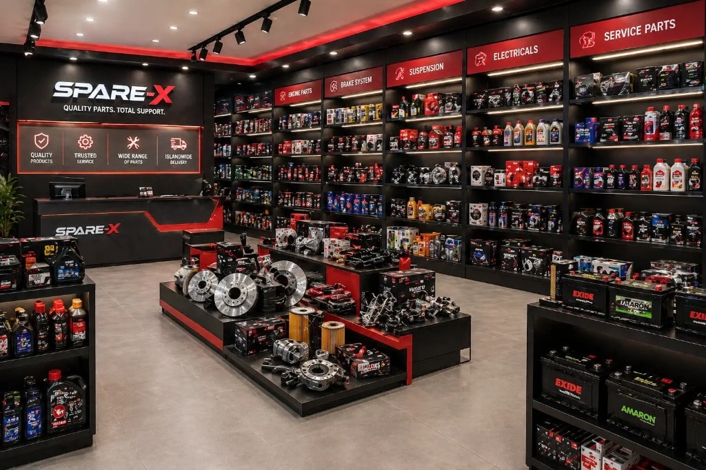 Spare X retail store interior showcasing organised inventory of premium auto parts